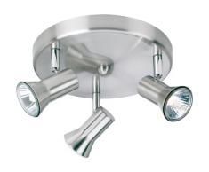 Firstlight 6093BS Magnum - Lámpara de techo con 3 luces (acero cepillado, GU10, 50 W, 240 V), diseño circular