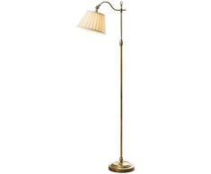 Lámpara de lectura lámpara de pie, latón antiguo acabado con tela de sombreado,Beige