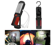 SunTop LED Lámpara de Inspección Recargable Linterna de Trabajo, Portátil Lampara de Inspeccion COB LED Luz con Magnético Soporte y Gancho Colgante para Automóviles, Taller, Emergencia, Camping