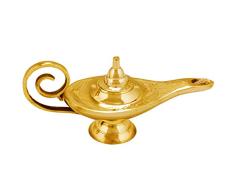 Lámpara mágica oriental de Aladdín de aceite Jini 15 cm Dorada | hecha de latón macizo | Lámpara del Genio de Aladín Decoración india árabe para adornar mesas nupciales o decorar ventanas