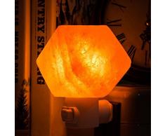 Alaman Lámpara de sal del Himalaya,Natural cristal de del Himalaya - Lámpara de sal con enchufes de pared para purificación de aire, iluminación y decoración (15 W)
