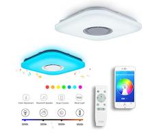 CHYSONGOODS 36W 38cm/15Inch Cuadrado Plafón lampara led techo colores brillo iluminación de techo de interior con altavoz bluetooth y mando a distancia para habitación,cocina,sala