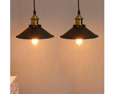 2 Piezas Industrial Luz Colgante Retro Luz de Techo Vintage lámpara Edison Colgante de Luz, Moderna Lámpara de Techo Decorativa Iluminación E27