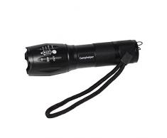 camphelper LED linterna táctica linterna, XML T6 linterna táctica, más brillante linterna foco ajustable 5 modos de luz al aire libre linterna de mano, resistente al agua, camping linterna LED