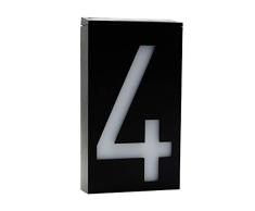 Lámpara solar de pared con 6 luces LED, luz de iluminación, para puerta, número de casa, luces de dígitos, resistente al agua, 4