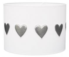 Taftan - Pantalla para lámpara de techo colgante (35 cm de diámetro), diseño de corazones plateados, color blanco