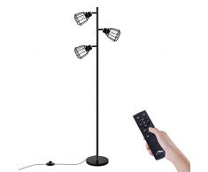 Lámpara de pie, Wellwerks Lámpara LED Torchiere de árbol con 3 luces de Metal, Luz Regulable de 18W con Control Remoto para sala de estar, oficina y dormitorio