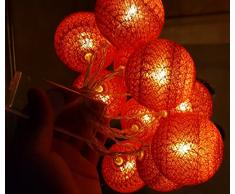 Guirnalda de Luces, Morbuy Cadena di Luces Decorativas Batería Algodón Bolas Luces Decoración Luces Del LED Para Bebe Casa Dormitorio Decoración Boda Fiesta De Cumpleaños Navidad Jardines Festivale (Rojo, 1.8m /10 luces)