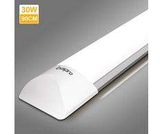 90cm LED Tubo Fluorescente 30W, bapro Luminaria Tubo LED Integrado 6500K Pantalla Led Cocina 3000LM Regleta Led Slim para Armarios, Cabinetes, Cocina y Oficina [Eficiencia Energética A++]