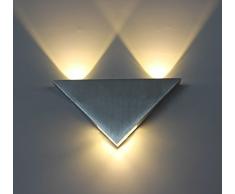 Apliques de Pared Interior LED Diseño Moderno 3W Lámpara Aluminio de Color Plata Decoración para Salón Pasillo Escalera Dormitorio Baño y Balcón 165 * 85 * 30mm