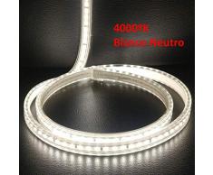 Ahorraluz Tira 220v 2835 120 Led/m Alta LUMINOSIDAD, con Interruptor. Impermeable Frío Cálido Waterproof IP67 Strip (Blanco Neutro, 1,5M), 16.5 W