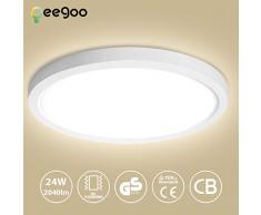 Oeegoo 24W LED Plafón de Superficie Ronda Lámparas de Techo 2040 Lúmenes - Reemplaza Bombilla Incandescente 180W RA> 80 Blanco Natural (4000-5000K) Φ29*H1.3CM