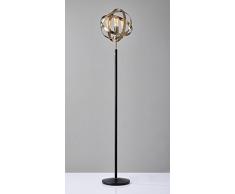 1.6m Lámpara de piso Luz de pie Cable largo con interruptor en línea Lampara de lectura para Sala Cuarto Estudiar Oficina Pasillo Cafe Clásico Latón antiguo Redondo Industria Diseño Iluminación (Lámparas de pie)