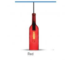V-TAC SKU.3769Â - SuspensiÃ³n de botella con bombilla VT-7558, plÃ¡stico, y otros materiales, E14, color rojo, altura x anchura x profundidad: 72Â x 280Â x 1050Â mm.