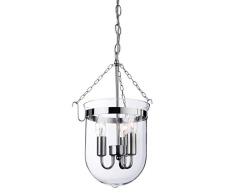 Firstlight - Lámpara de techo (cromo y cristal transparente, funciona con 1 bombilla de rosca E14 y 40 W), diseño de farol, color plateado