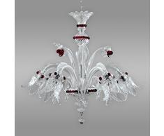 cheope araña de cristal de Murano de 3 brazos con Leuchten hacia abajo Cristal Color Rojo