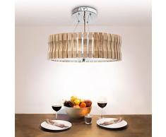 Relaxdays 10018903 - Lámpara de techo, 5 bombillas, Disco de cristal, peso: 7Kg, con Base de Madera, zocalo E14