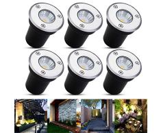B-right Foco Suelo Led, Lámpara de Subterránea 6 x 3W, 3000K, Blanco Cálido, 12V-24V, Baja Tensión,Impermeable IP67, Luz de Tierra Iluminación en el Plazas, Jardines, Parques, Villas, etc.
