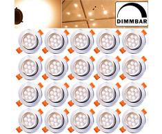 Hengda® 20pcs 7W LED Empotrable Downlight regulable blanco cálido Lámparas de cocina para el pasillo Dormitorio Sala de estar con proyector SMD conjunto empotrado punto