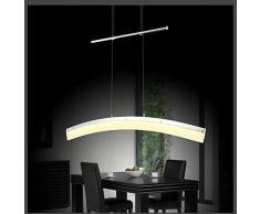LED 20 W lámpara de techo colgante SD8361-01A regulable en altura de techo de cromo, con pantalla de acrílico, longitud de 100 cm de ancho y 7,5 cm, altura 150 cm 3000 K luz blanca cálida 1200 lumens