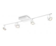 Philips myLiving Millennium - Barra de focos, LED, 4 luces, iluminación interior, luz blanca cálida, IP20, color blanco