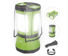 LE Lámpara de Cámping LED, 600 lúmenes, con 2 Antorchas Desmontables, USB Recargable y Con Pilas, Farol Cámping Resistente al Agua, Luz de Trabajo Exterior para Emergencias, Senderismo, Pesca y Más