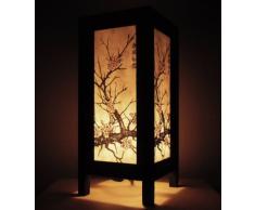 Lámpara decorativa para dormitorio, diseño de flores de cerezo oriental (madera y papel)