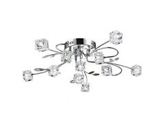Moderno LED Lámpara de techo Cristal Pantalla de lámpara Cromo Lámparas de araña para Dormitorio Sala Cocina Comedor Cuarto de niños Iluminación Flor Candelabro, D65CM 11*G4 Bombilla incl, 11 luces