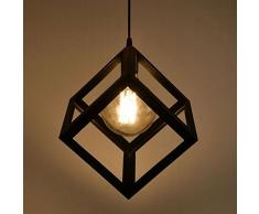 icase4u® Cubo Retro Antiguo Industrial Jaula Lámpara Colgante de Techo Moderno Minimalista Creativa Portalámpara Perfecta para Cocina / Comedor / Dormitorio / Café / Bar /Fábrica