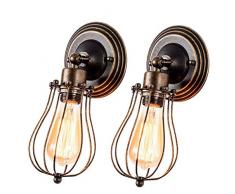 Apliques de Pared Vintage Ajustable Metal Lampara Rustica Retro Lámpara Industrial de Pared para la Salon, Cocina, Desván, Restaurante, Cafe, Decoración(Bombillas No Incluidas)(Oil Bronce 2 Packs)