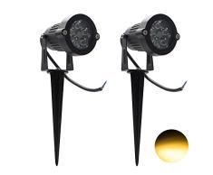 2 Packs, 5W LED Impermeable IP65, Luz de Paisaje al Aire Libre AC 85-265V Focos de exterior , de iluminación Para Calzada, Patio, Cesped, Pathway, Jardín (Blanco cálido)
