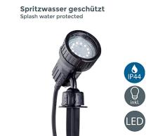 Foco de jardín led para interior/exterior 3 W GU10 I estaca I alumbrado de camino I luz de césped I lámpara de jardín I iluminación de jardín I luz de jardín I P44