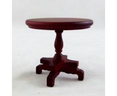 Mesita Redonda para Lámpara de Madera de Caoba Mobiliario de Sala de Estar para Casa de Muñecas