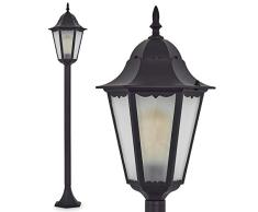 Lámpara de pie Hong Kong Frost exterior de aluminio fundido Negro con leche Cristal – Clásica poste para jardín – exteriores – IP44