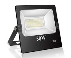 Roleadro Focos Led Exterior 50W IP66 Impermeable 144 SMD3030 LED Floodlight con Reflectores,Foco proyector LED Iluminación Exterior para Calzada Terraza Jardin 6500K Negro