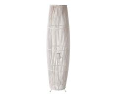 Lámpara de pie de cañas exótica de bambú y metal blanca, de ø 24x88 cm - LOLAhome
