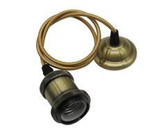E27 Lámpara Colgante Vintage Retro Antigua Lámpara Edison Base 110-250V Adaptador de Enchufe de Cobre con 1m Cable (Bronce)