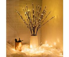 Lámpara decorativa con ramas y 20 LEDs que funciona con baterias para Navidad, Halloween, bodas, bautizos. Luz blanca o cálida. 4 PCS
