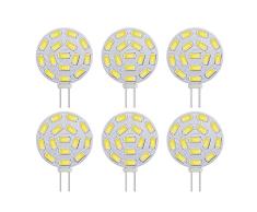 BOGAO G4 3W Bombillas LED, equivalentes a 20-30W Lámparas halógenas, Base G4 AC/DC 12V, 300 LM, Haz de inundación de 120 °, Iluminación empotrada, Iluminación de riel, Blanco (6000K, 6pcs)