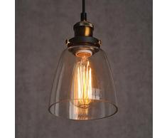 Vintage Industrial de Metal Techo del Pendiente de Cristal de Sombra Luz de la Lámpara Retro