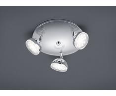 Trio 872830306 - Plafón redondo con 3 focos, SMD, LED, 3,8 W, 350 lm, 3000 K, color cromo