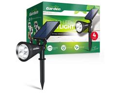 Focos LED de jardín solar Signature Garden Instalación súper brillante y fácil sin cables con opción de montaje en tierra o pared. Auto encendido/apagado. Para todo clima/resistente al agua