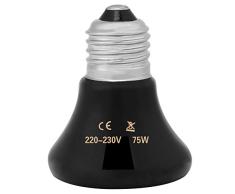 50-100W Emisor de cerámica infrarrojo Luz de calor Mascota criadora Reptil Calentador Lámpara Bombilla para lagartos Tortuga Pollo Anfibio Aves de corral(75w)