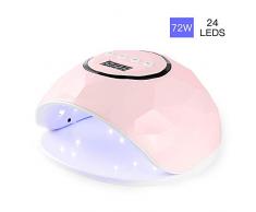 Lampara LED Uñas 72W Profesional Secador de Uñas LED UV Lampara Uñas Gel Semipermanentes Maquina Uñas Luz UV Nail Lamp con Sensor Automatico, 4 Temporizadores Manicura/Pedicure Nail Art Hogar el Salón