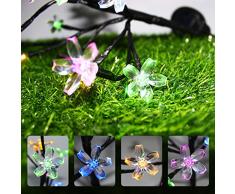 Watopi ramas de árbol de flores solares de cerezo con luces LED de grado exterior, luz de noche que cambia de color, impermeable, decoración para jardín, césped o patio