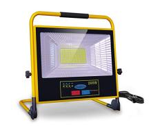 Luz de Trabajo Foco LED Recargable, bapro 200W Luz de Inundación Portátil Solar con Control Remoto Regulable, Impermeable IP65 Proyector al Aire Libre Recargable de 30000mAh para Obra, Taller, Garaje
