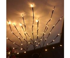 Mobestech - 1 rama de luces navideñas LED simulativas de sauce, rama de luces de árbol alimentada con pilas, decoración de luz con 20 lámparas para la casa de Navidad