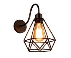 Aplique de pared de hierro vintage, Aplique de pared industrial de jaula, Aplique de metal negro E27, para decoración de cocina