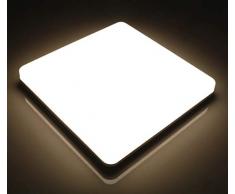 Lamker Plafones 24W Plafón baño LED Iluminación de Techo para Oficina de La Cocina Moderna Comedor de Energía Pasillo Lámpara Sala 2050LumensEstar de Lámpara blanco natural Cuadrado 4000K