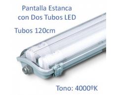 Plafón Tubos LED 2 x 18 W, Blanco Natural 4000 K Tubos incluidos, IP65, 120 cm